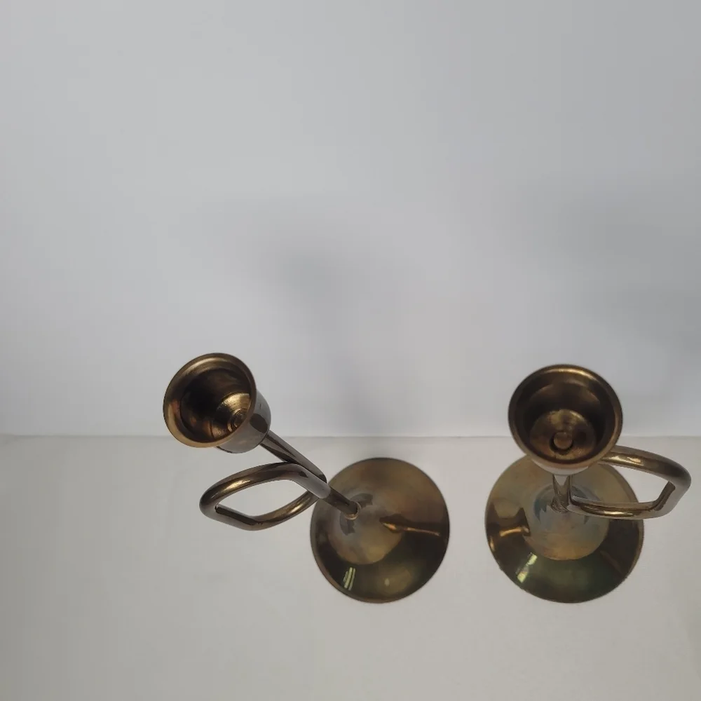 Solid Brass MCM Tumpet Shaped Candle Holders Set Of 2 India
